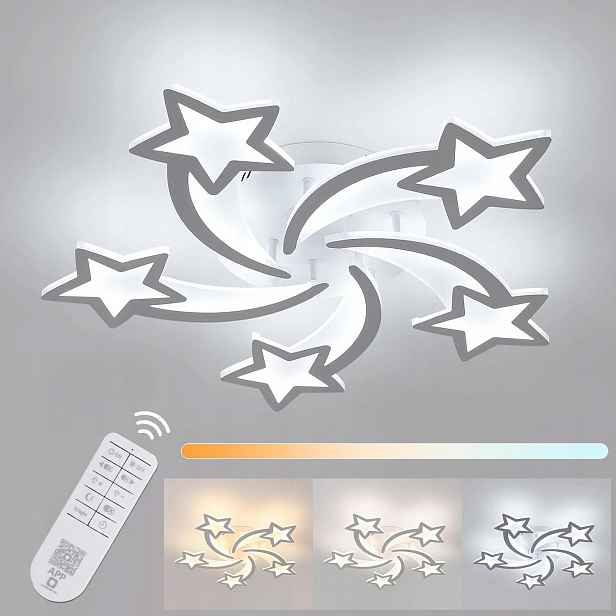 Led stropní lampa lustr bílá moderní obývací pokoj stmívatelná dálkové ovládání 38W