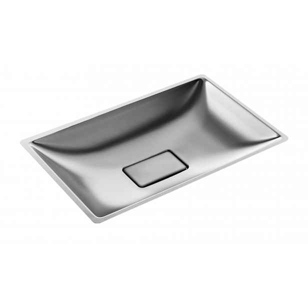 Sanela - Umyvadlo zápustné 550x334 mm, bez přepadu, matný nerez SLUN 24X