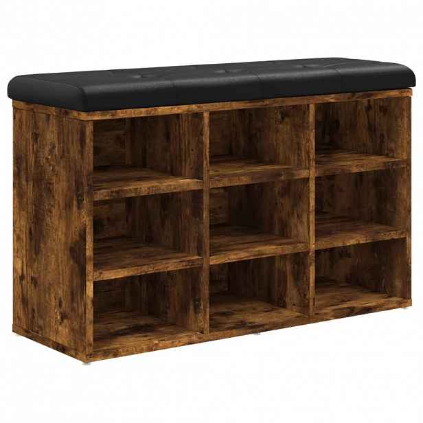 vidaXL Lavice s botníkem kouřový dub 82 x 32 x 50 cm kompozitní dřevo