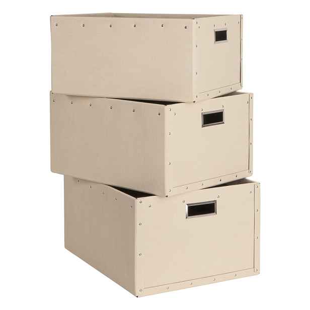 Béžové kartonové úložné boxy v sadě 3 ks Ture – Bigso Box of Sweden