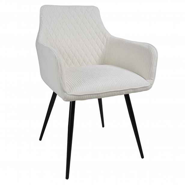Křeslo Dankor Design Lisabon manšestr bílý krémové nohy černé