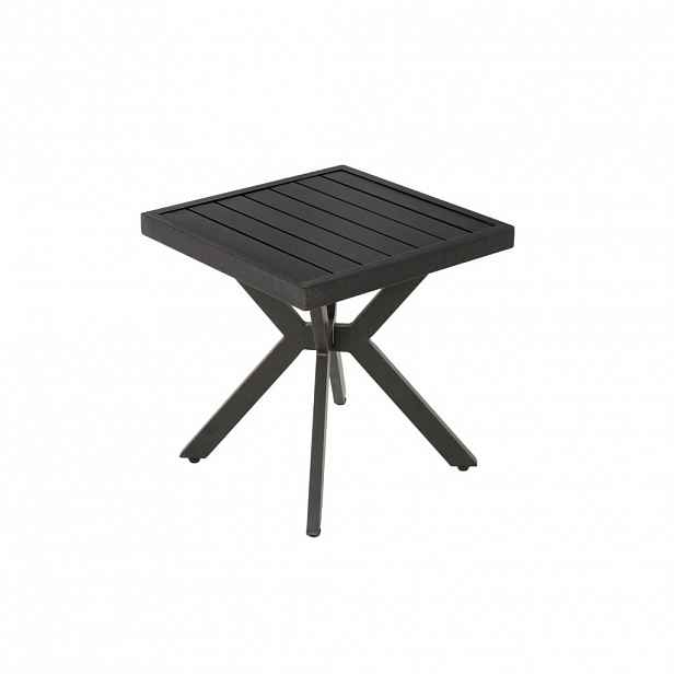 OKWISH BOČNÍ stolek 45/45/47 cm tmavě hnědý z hliníku s odolným povrchem