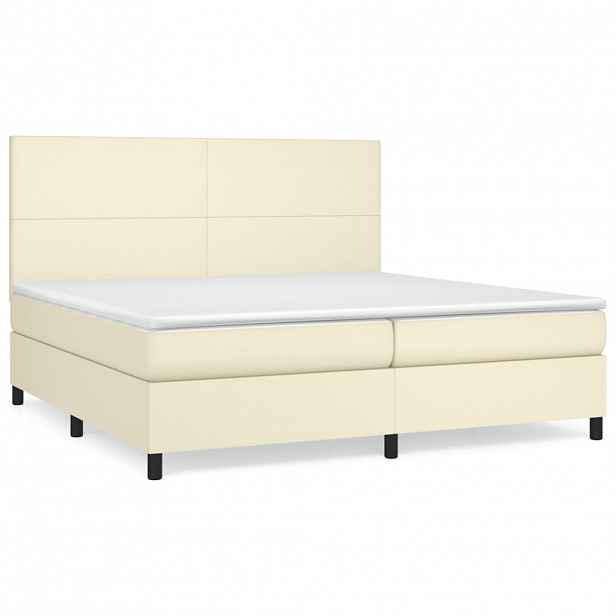 vidaXL Box spring postel s matrací krémová 200x200 cm umělá kůže