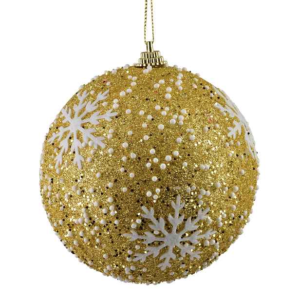 Mondex Vánoční baňka SANTA LILA Snowflake 10 cm zlatá