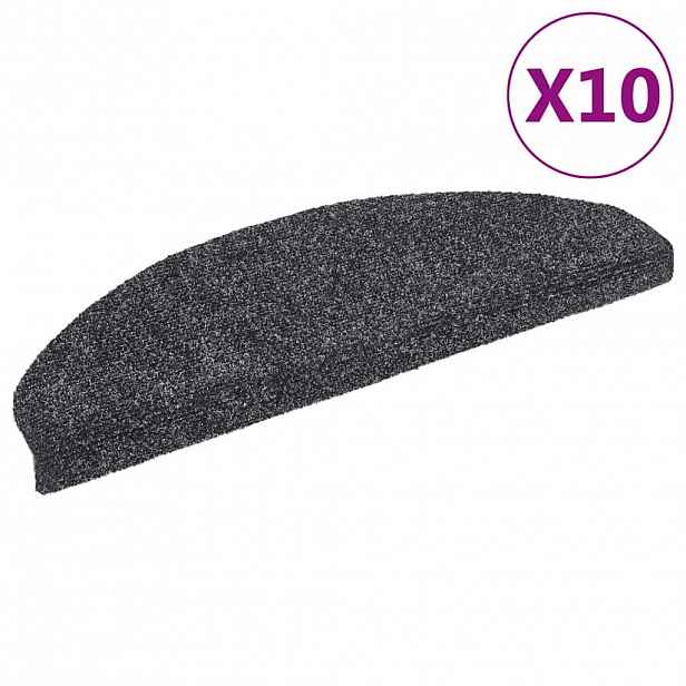 vidaXL Schodové rohože samolepicí 10 ks 65 x 21 x 4 cm tmavě šedé, půlkulaté, velké