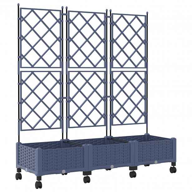vidaXL Zahradní truhlík s treláží a koly 3 ks Šedá 120 x 40 x 131,5 cm