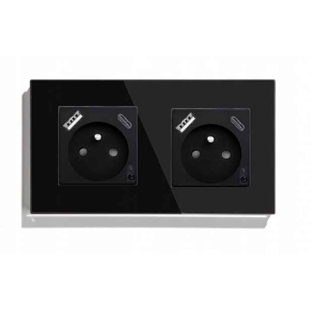 Elektrická Zásuvka Usb A+c 20 W Wifi Skleněná Pro Měření Energie Tuya