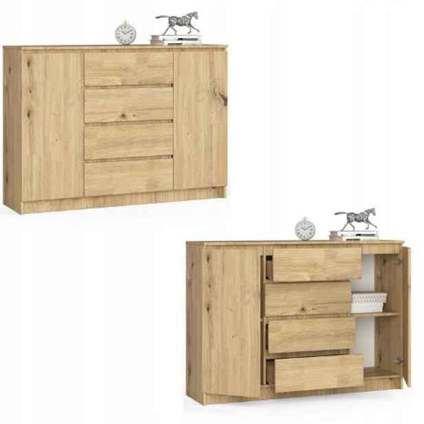 Komoda skříňka K140 2 dvířka 4 zásuvky dub artisan Akd
