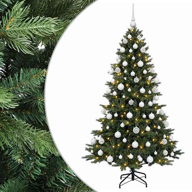 vidaXL Umělý vánoční stromek s vánočními koulemi 180 cm 300 LED