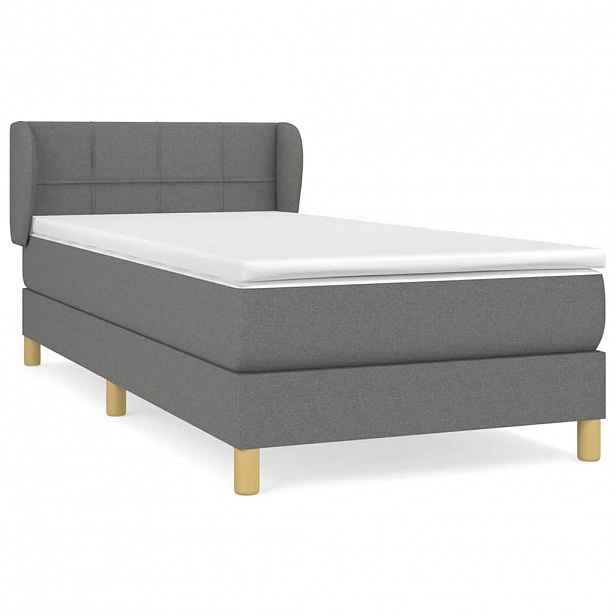 vidaXL Box spring postel s matrací tmavě šedá 80 x 200 cm textil