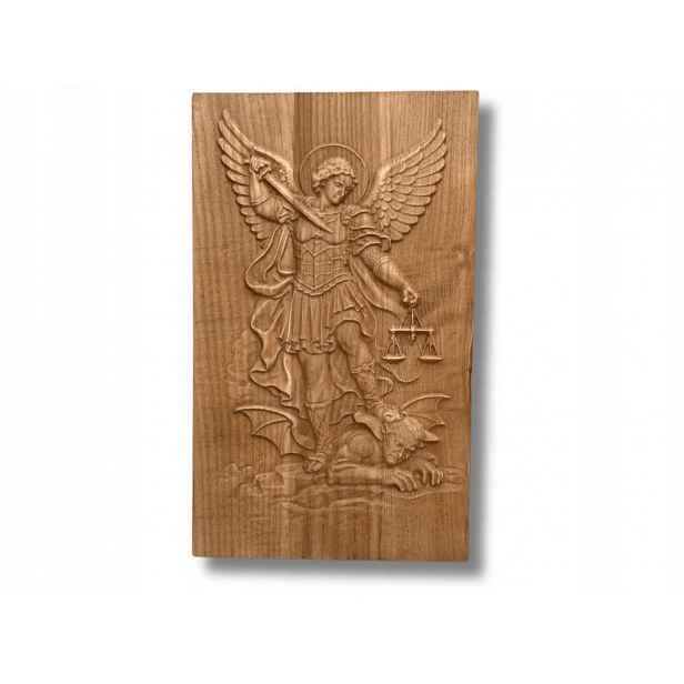 Archanděl Michael 120 cm, dřevěná nástěnná socha, výzdoba kostela kaple