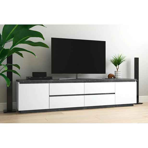 Casarredo Televizní stolek AZILA - bílá/tmavý beton