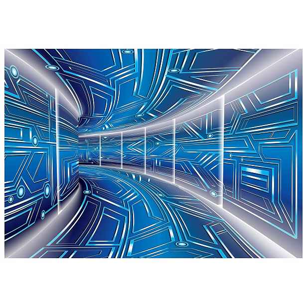 Fototapeta Geometrický koridor světle modrá a bílá vinylová 416x290 světlá lepidlo