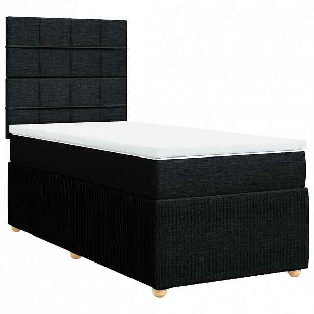 vidaXL Box spring postel s matrací černá 100 x 200 cm textil
