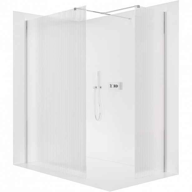 Sprchová zástěna Walk-in Onyx T L/P - 8 mm - hranatá vzpěra - chrom, rýhované sklo - 160x90x200 cm