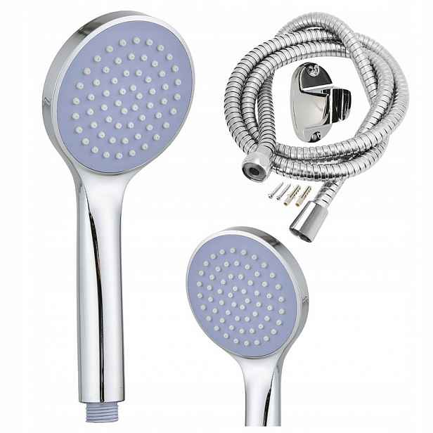 TEMU SHOWER SET: Ruční sprcha + Hadice + Držák Chromové KULATÉ TRYSKY