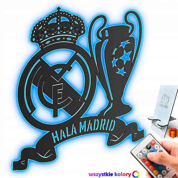 Dřevěný 3D obraz Hala Madrid Fotbalová nástěnná Noční Lampa Led XL
