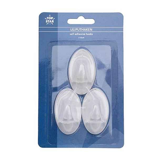háček- 3ks-TRANSPARENT, 5cm, samolep., plast