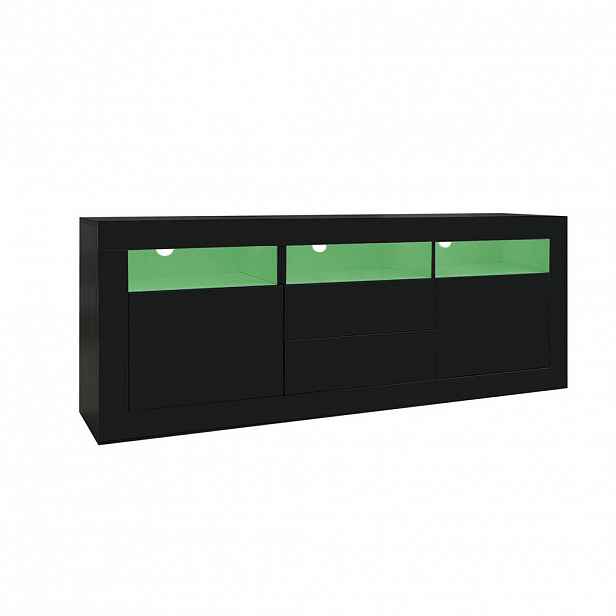 OKWISH TELEVIZNÍ stolek 160/35/60 cm černý z dřevotřísky s LED osvětlením a úložným prostorem