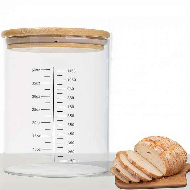 TEMU 1/2 ks 1480 ml / 50 oz vzduchotěsných skleněných dóz z borosilikátového skla, skleněná nádoba s stupnicí pro proofing chleba, vhodná pro