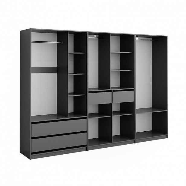 Vicco ŠATNÍ SKŘÍŇ Elmo Antracit 280 x 200 cm Sada 3 kusů