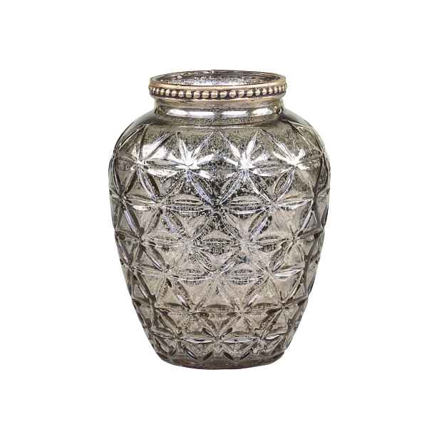 Champagne antik skleněná dekorační váza / svícen Viria - Ø 8*10 cm Chic Antique