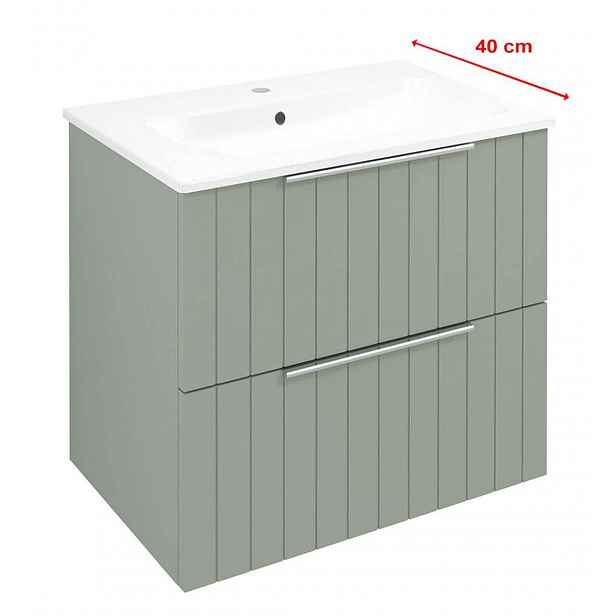 Sapho Cirasa - Umyvadlová skříňka Strip 58x54x39 cm, 2x zásuvka, verde CR592-4444S
