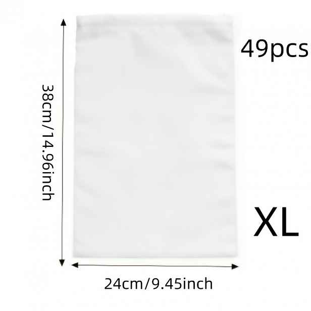 TEMU Sada 49 ks, dostupné velikosti XL a L, bílé prodyšné síťové sáčky na ovoce odpuzující hmyz se skrytým uzávěrem na šňůrku, včetně 3 vzorových