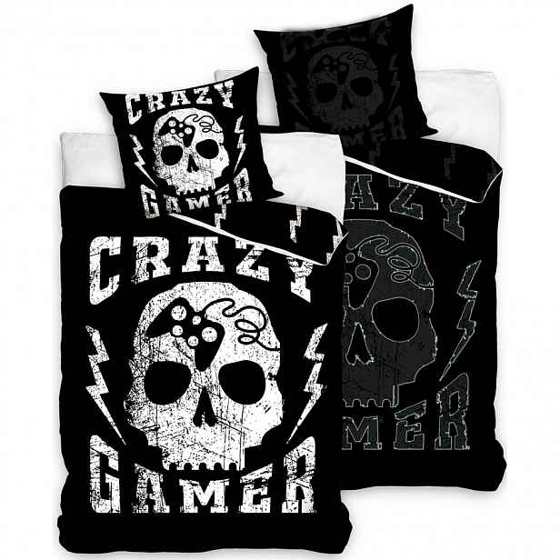 Tiptrade Svítící bavlněné povlečení Crazy Gamer, 140 x 200 cm, 70 x 90 cm