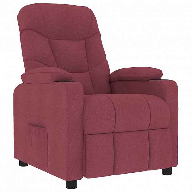 vidaXL Masážní křeslo vínové textil