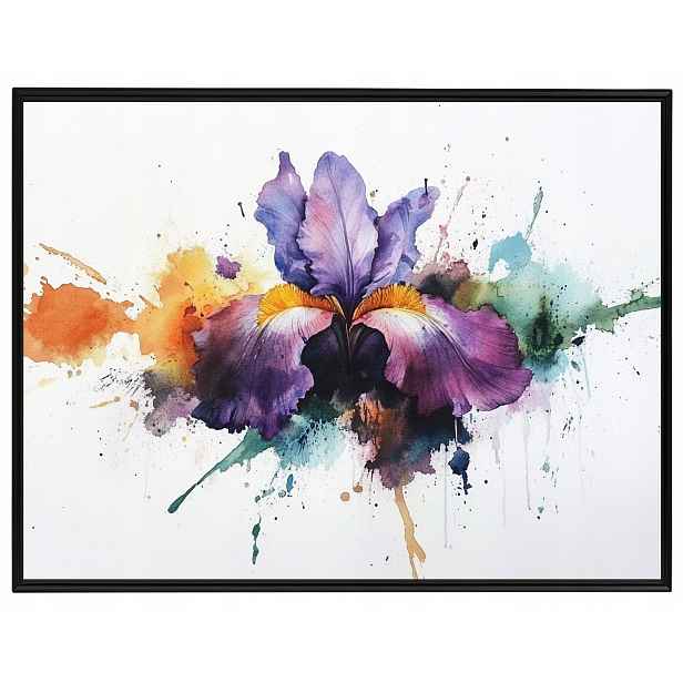 Plakát Rámeček Hliník Akvarel Příroda Květ Fialový Irys Splash 80x60