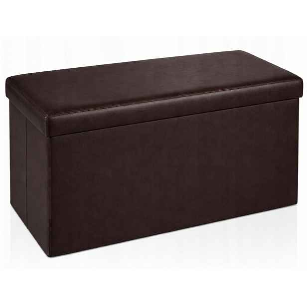 Puf Taburet Skládací Sedák S Úložným Prostorem 60x30x30 cm Hnědá Ekokůže