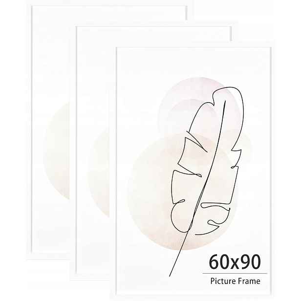 Rámečky na fotografie plakáty nástěnné obrazy dřevěné 60x90 cm bílé sada 3ks