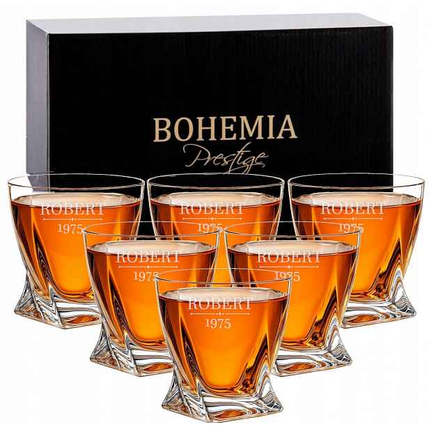 Sada 6 sklenic s gravírováním na křišťálovou whisky Logo Dárek Narozeniny