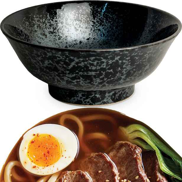 Keramická miska Černošedá Polévková miska Ramen Koge 22cm Edo Japan