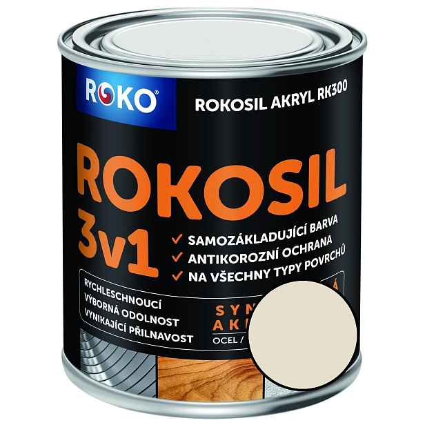 Barva samozákladující Rokosil akryl 3v1 RK 300 6003 slonová kost, 0,6 l