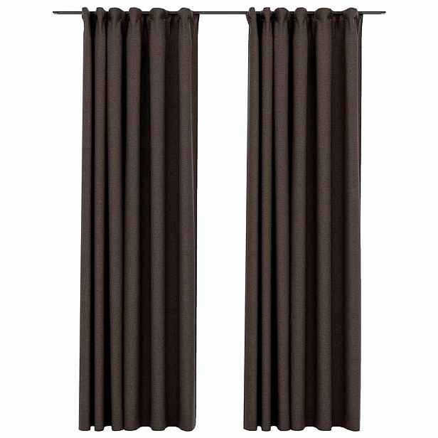 vidaXL Zatemňovací závěsy s háčky vzhled lnu 2 ks taupe 140 x 225 cm