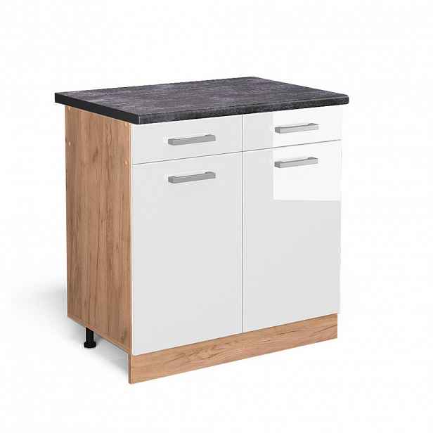 Vicco SPODNÍ SKŘÍŇKA KUCHYŇSKÉ LINKY R-Line Bílá vysoký lesk 80 cm , PD Antracit