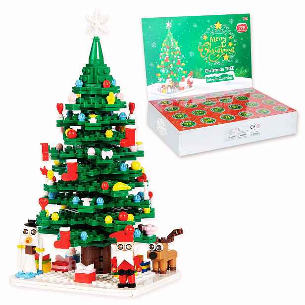 Adventní Kalendář Kostky Vánoční Stromek 779 Ks 24 Okének Pro Skládání