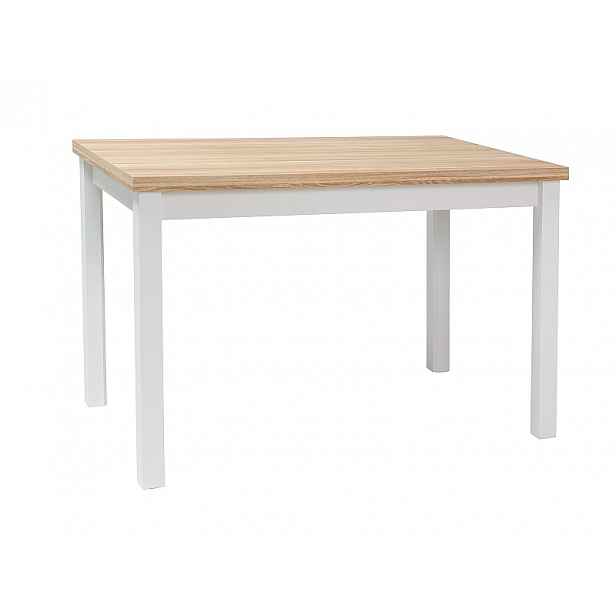 Bílý jídelní stůl s deskou v dekoru dub ADAM 100x60