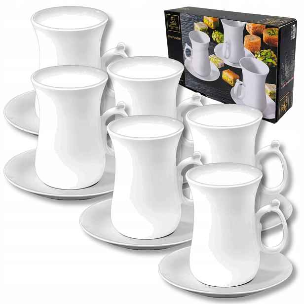 Sada 6 šálků s podšálky Arabský Styl na kávu Porcelán 120 ml Wilmax