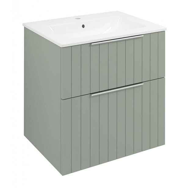 Sapho Cirasa - Umyvadlová skříňka Strip 59x64x46 cm, 2x zásuvka, verde CR601-4444S