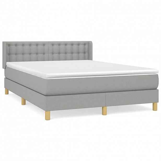 vidaXL Box spring postel s matrací světle šedá 140 x 190 cm textil