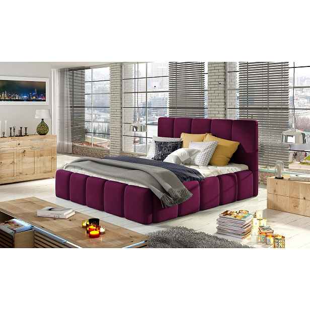 Moderní postel Begie 180x200, fialová Mat Velvet HELCEL