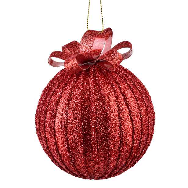 Mondex Vánoční baňka SANTA LILA Sparkle 10 cm červená