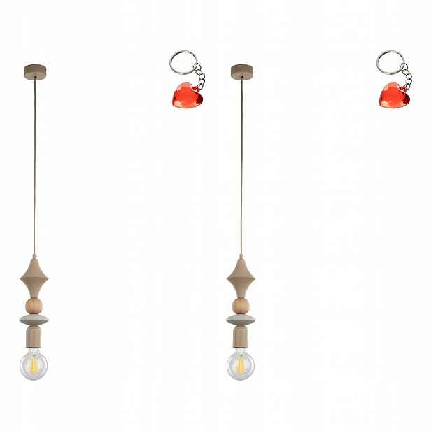 Tk Lighting Sada 2x Závěsné Stropní Svítidlo Tower Béžová E27 Kov