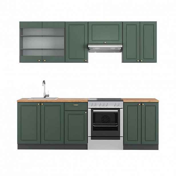 Vicco KUCHYŇSKÝ KOUT Fame-Line Zeleno-zlatá Country House/Anthracite 240 cm , PD Dub