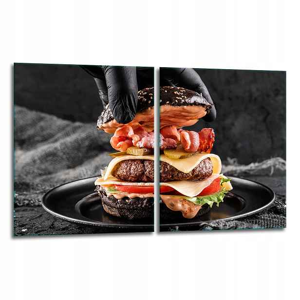 7v1 2x Skleněná Ochranná Deska Na Sporák 40x52 Hamburger