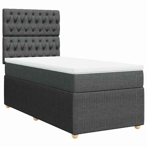 vidaXL Box spring postel s matrací tmavě šedá 100 x 200 cm textil