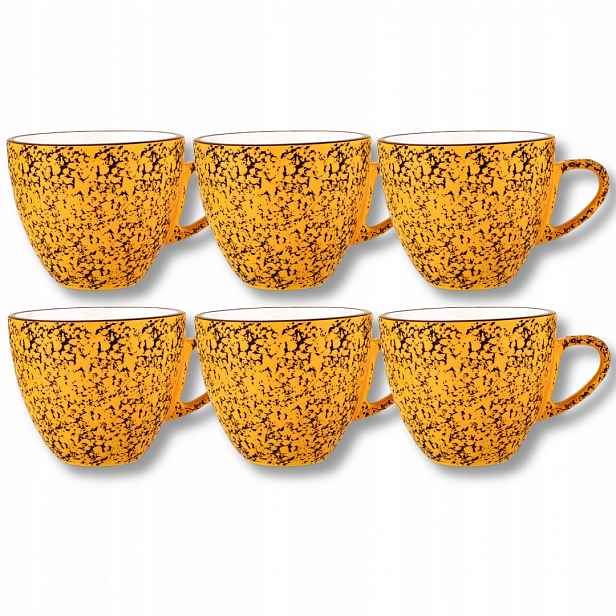 Šálek na čaj kávu porcelánový žlutý 300 ml Wilmax 6 kusů